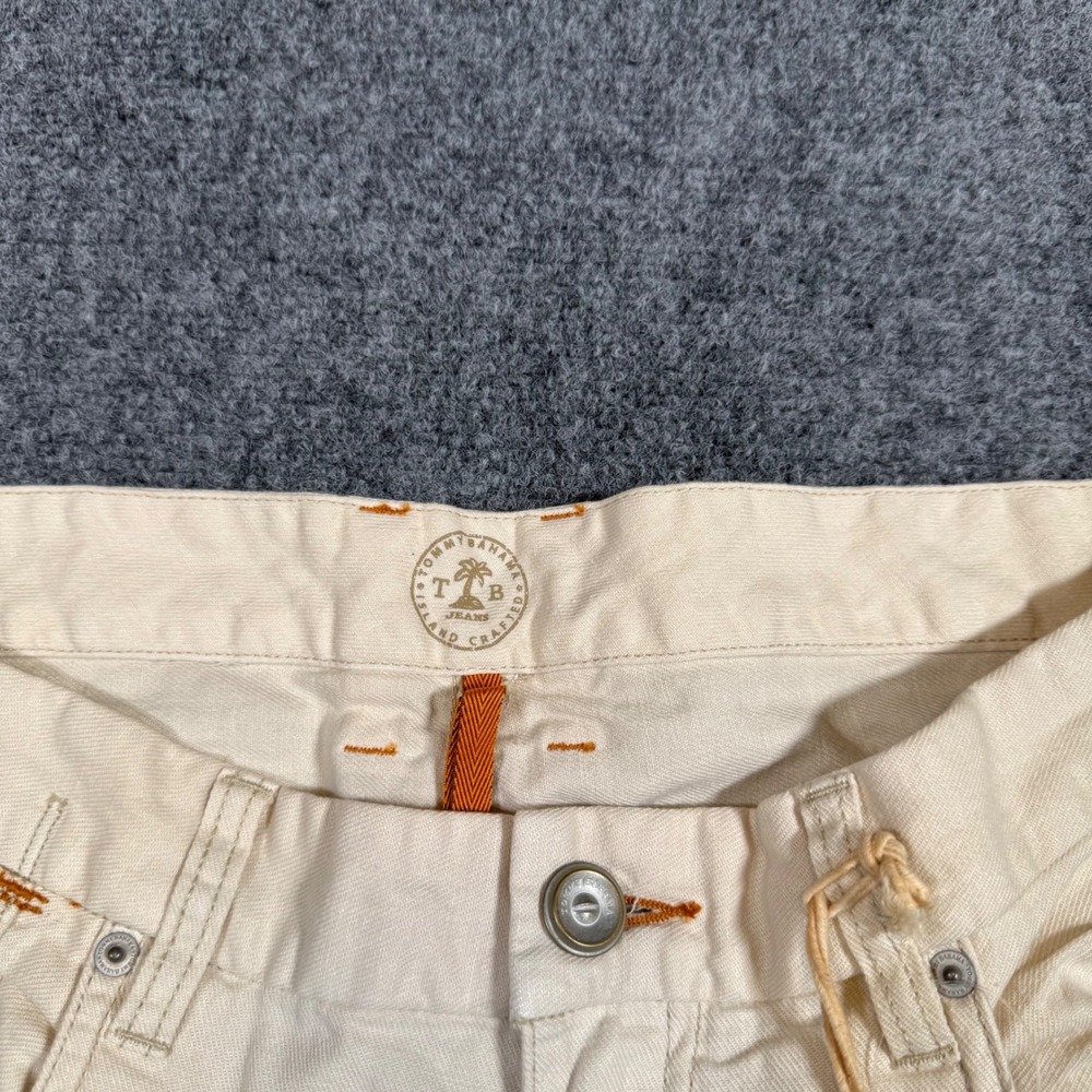 Tommy Bahama Authentic Fit Jeans Mens 36x32 Linen Blend Off White Straight Leg - Picture 7 of 12